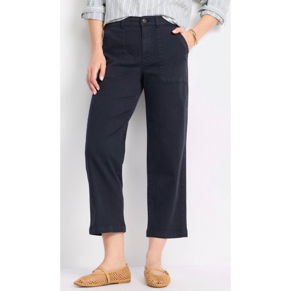 Studio Blue Womens Black High Rise Utility Straight Leg Cropped Pants Size 33